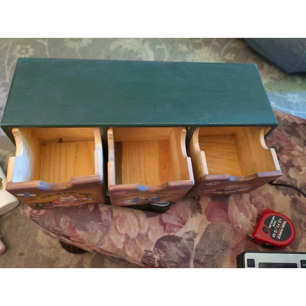 Vintage Dianna Marcum Wood Sewing Cubbies Drawers Storage Bins